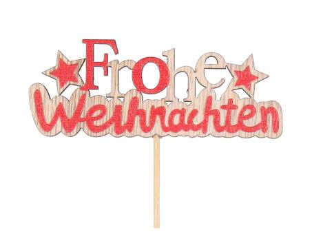 Stecker ''Frohe Weihnachten'' Holz B10 H4 T0,5cm