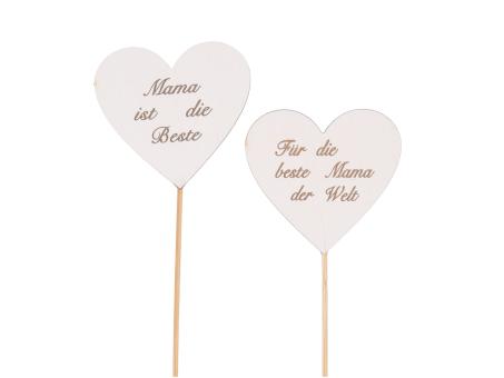Stecker Holz "Beste Mama" 2Mod B7 H6,5 Stab30cm