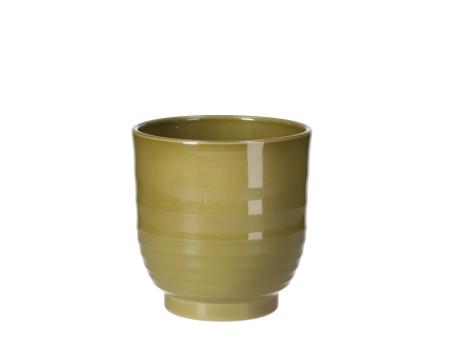 Kübel 685 Rille D13cm grün oliv lasur D13 H14,5cm