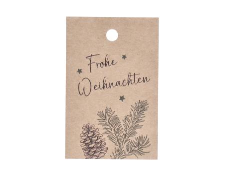 Anhänger Papier "Frohe Weihnachten" m Zapfen Zweig H50 B55mm H80 B55mm
