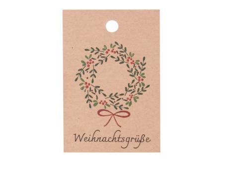 Anhänger Papier "Weihnachtsgrüße" m Zweig Kranz H80 B55mm H80 B55mm