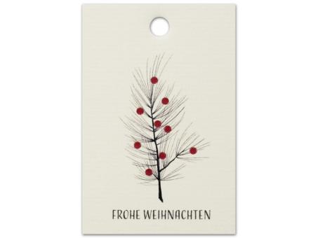 Anhänger Papier "FROHE WEIHNACHTEN" m Zweig 16St/Bt. H85 B55mm H85 B55mm