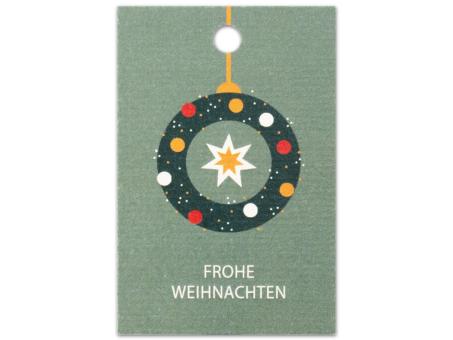 Anhänger Papier "FROHE WEIHNACHTEN" m Kranz 16St/Bt. H85 B55mm H85 B55mm