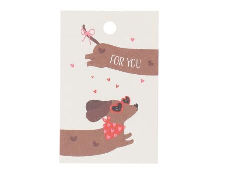 Anhänger Papier "FOR YOU" m Dackel 16St/Bt. H85 B55mm H85 B85mm