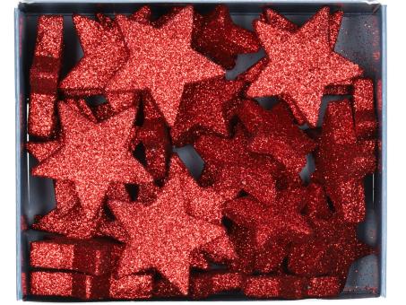 Stern glitter lackiert  - 2 Größen sortiert - 36ST/box D4/5cm