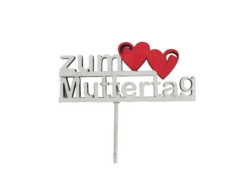 Stecker Holz "Zum Muttertag" H3,5 B8 T0,5 Stab 30cm