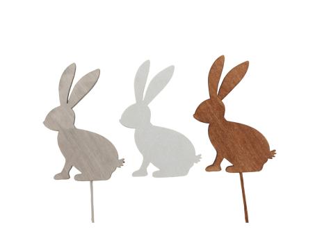 Stecker Holz Hase 18St/Box H6,5 B4,3 Stab 22cm