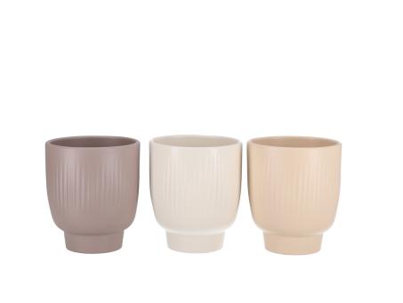 Orchideentopf 645 D10,5cm gerillt matt wollweiss-sand-taupe sort 