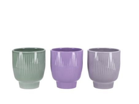 Orchideentopf 645 D10,5cm gerillt lasur salbei-grau-lavendel sort D10,5 H12cm
