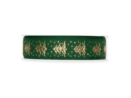 Band Tannenbaum Lurex 25mm 15mr Motiv gewebt 25mm 15mr