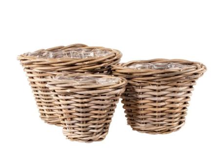 Übertopf Kubo Rattan rund Set3 (D20/25/29 H16/18/20cm) D29 H20cm