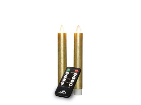 Stabkerze Rustikal wachs begwegliche Flamme inkl. Fernbedienung / Timer u USB Kabel 