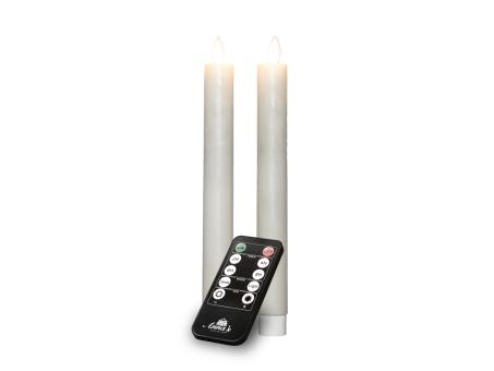 Stabkerze Rustikal wachs begwegliche Flamme 2St/Set inkl. Fernbedienung / Timer u USB Kabel H23cm