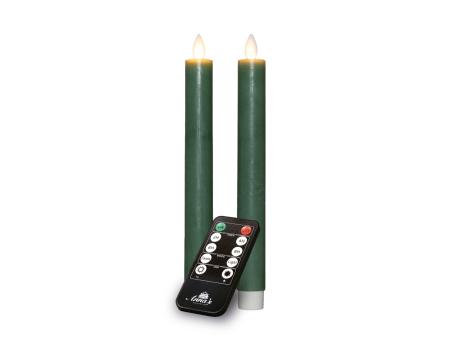 Stabkerze Rustikal wachs begwegliche Flamme 2St/Set inkl. Fernbedienung / Timer u USB Kabel H23cm