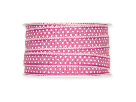 Band Baumwolloptik m Punkte Webkante 15mm 25mr 100% Polyester 15mm 25mr