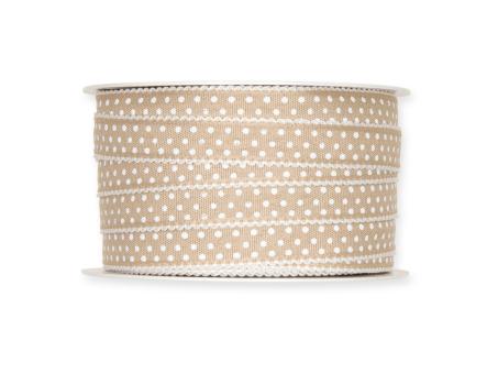 Band Baumwolloptik m Punkte Webkante 15mm 25mr 100% Polyester 15mm 25mr
