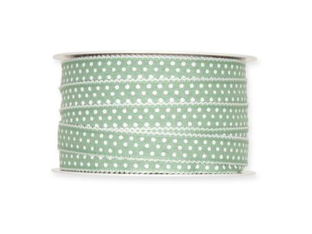 Band Baumwolloptik m Punkte Webkante 15mm 25mr 100% Polyester 15mm 25mr
