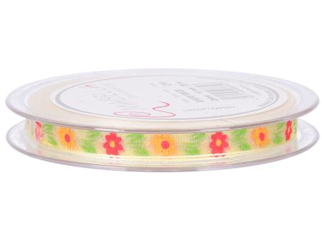 Band Organza m Blumendruck u Webkante 10mm 20mr 10mm 20mr