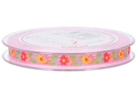 Band Organza m Blumendruck u Webkante 10mm 20mr 10mm 20mr