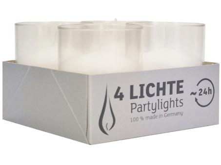 Partylights 4St transparente Hülle ca. 24Std Brenndauer D45 H65mm