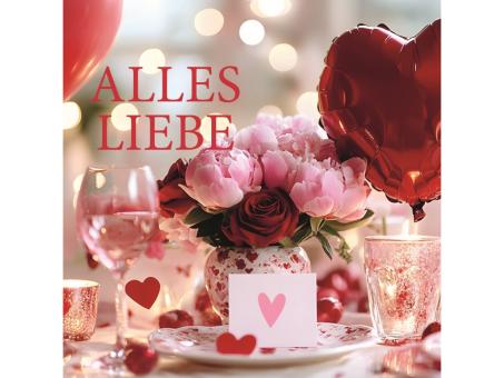 Geschenkkärtchen mini "Alles Liebe" quadratisch  12St Doppeltkarte B75 H75mm