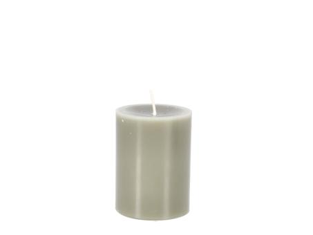 Kerze Chalet H80 D60 schilfgrün Safe Candle Cello D6 H8cm