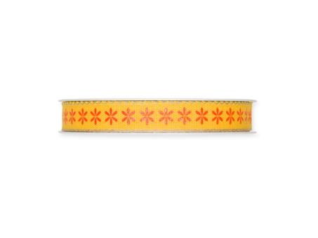 Band Blütendruck 15mm 18mr Leinenkante 19% Leinen, 81% Polyester 15mm 18mr