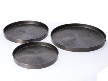 Tablett Aluguss gerippt black nickel   D36 H3,5cm