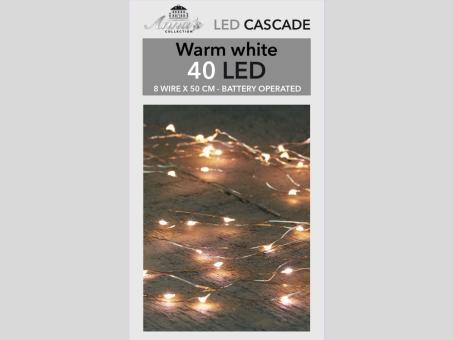 Lichterstrang LED warmweiss Silberdraht 40Lichter (8 Stränge) inkl. Timer batteriebetrieben indoor 