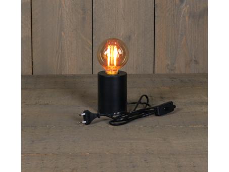 Fassung Tischlampe Metall schwarz matt für Glühbirne E27 mit Schalter und Stromkabel  D7,5 H10cm+1,5m