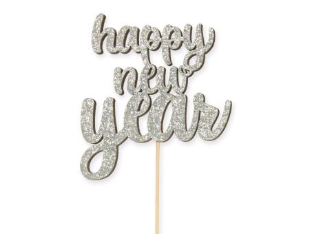 Stecker Holz happy new year 8 St.  B9 H10/26cm